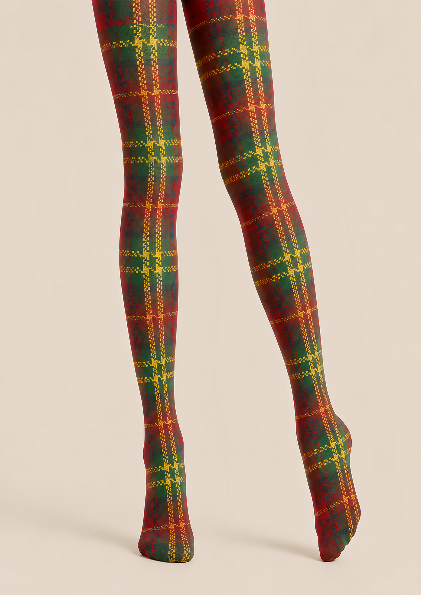 Christmas Red Green Tartan Plaid Tights Hosiery Pantyhose D68-2