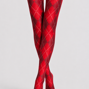 Red Argyle Festival Tights Diamond Patterned Pantyhose D68-3