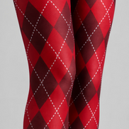 Red Argyle Festival Tights Diamond Patterned Pantyhose D68-3