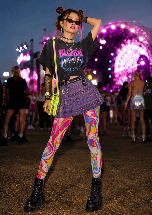 Psychedelic Marble Swirl Festival Tights Rave Pantyhose D68-4