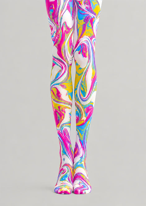 Psychedelic Marble Swirl Festival Tights Rave Pantyhose D68-4
