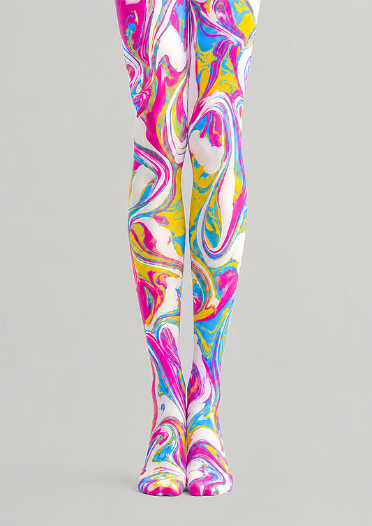 Psychedelic Marble Swirl Festival Tights Rave Pantyhose D68-4