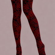 Black Red Rose Tights Gothic Floral Pantyhose D68-5