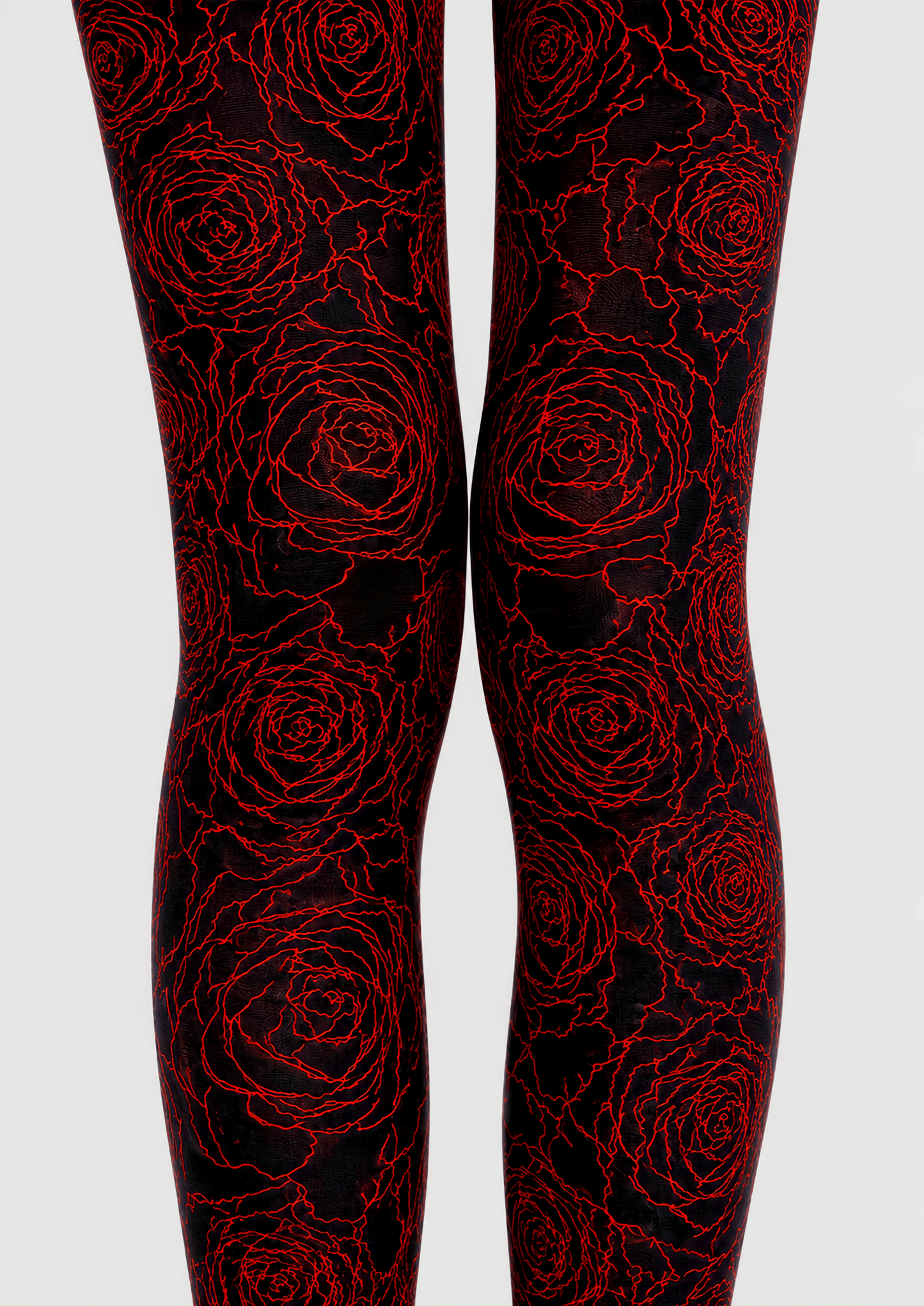 Black Red Rose Tights Gothic Floral Pantyhose D68-5