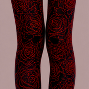 Black Red Rose Tights Gothic Floral Pantyhose D68-5