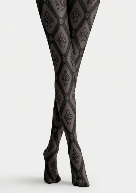 Black Lace Floral Patterned Tights Victorian Pantyhose D68-6