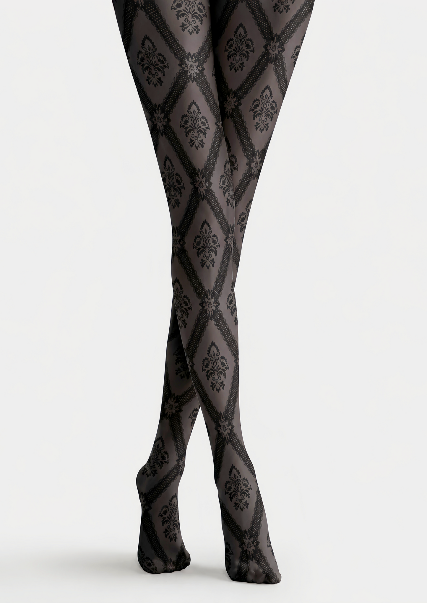 Black Lace Patterned Tights Victorian Pantyhose D68-6
