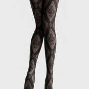 Black Lace Floral Patterned Tights Victorian Pantyhose D68-6