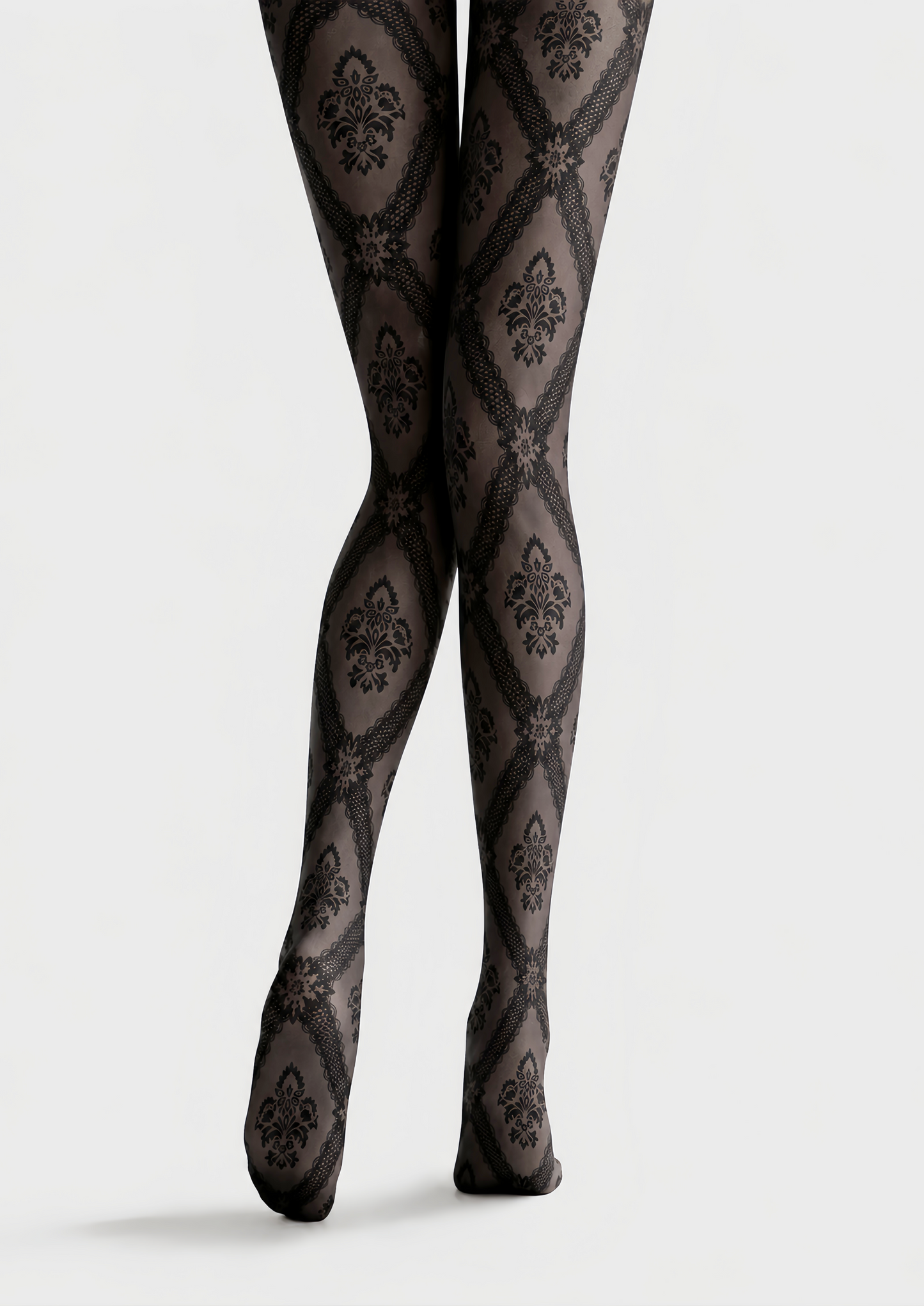 Black Lace Patterned Tights Victorian Pantyhose D68-6