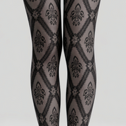 Black Lace Floral Patterned Tights Victorian Pantyhose D68-6