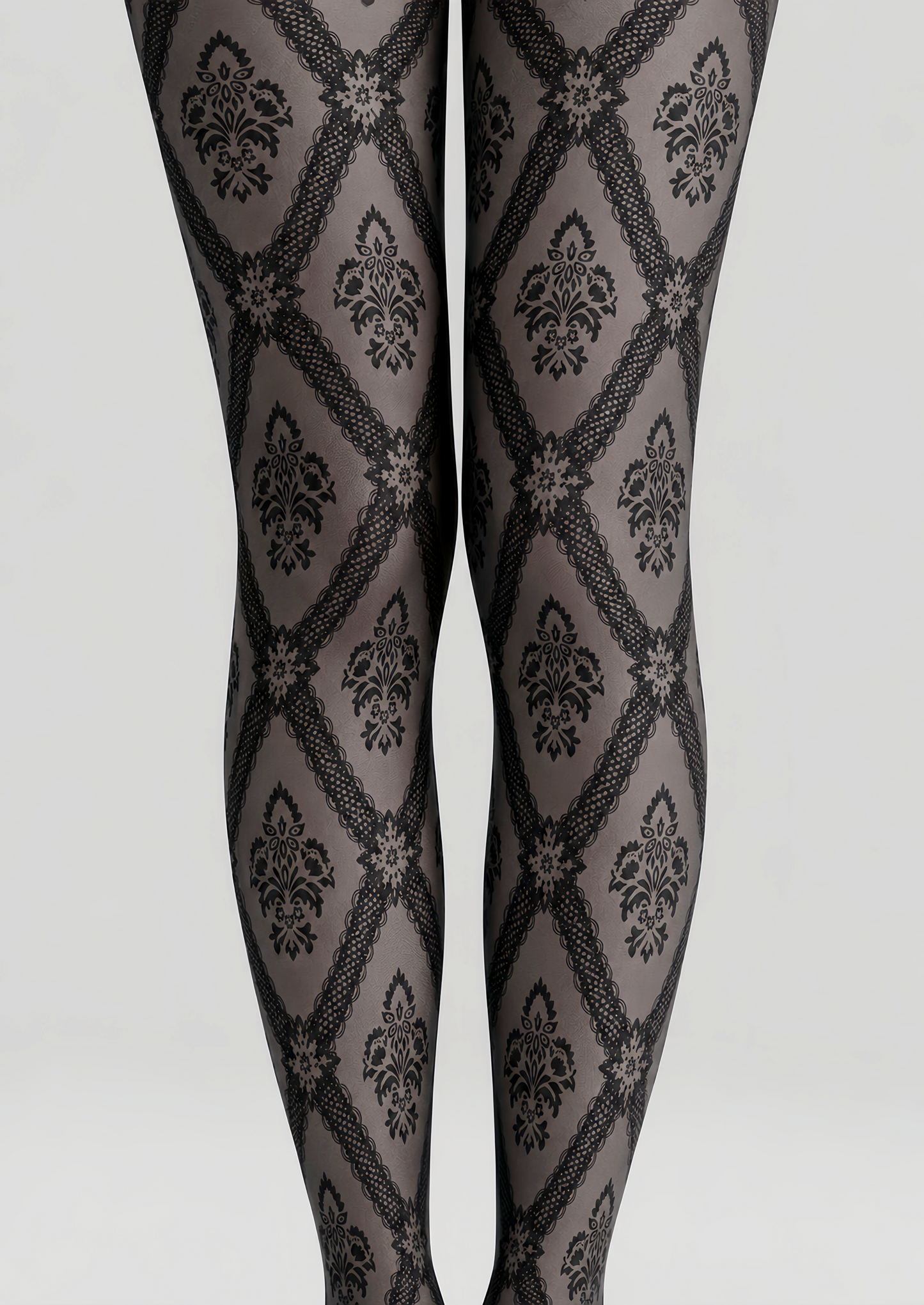 Black Lace Patterned Tights Victorian Pantyhose D68-6