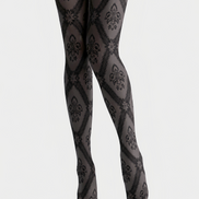 Black Lace Floral Patterned Tights Victorian Pantyhose D68-6