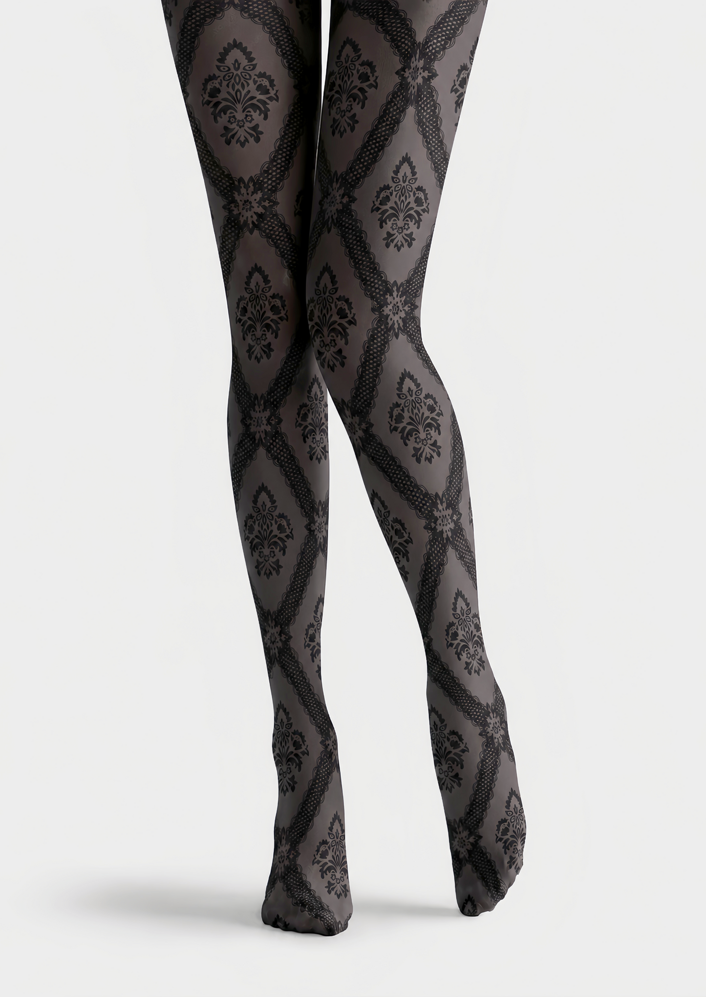 Black Lace Patterned Tights Victorian Pantyhose D68-6