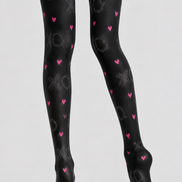 Black XO Heart Tights Valentine's Day Pantyhose D68-7