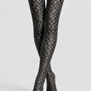Silver Sparkle Black Tights Night Out Hosiery D68-8