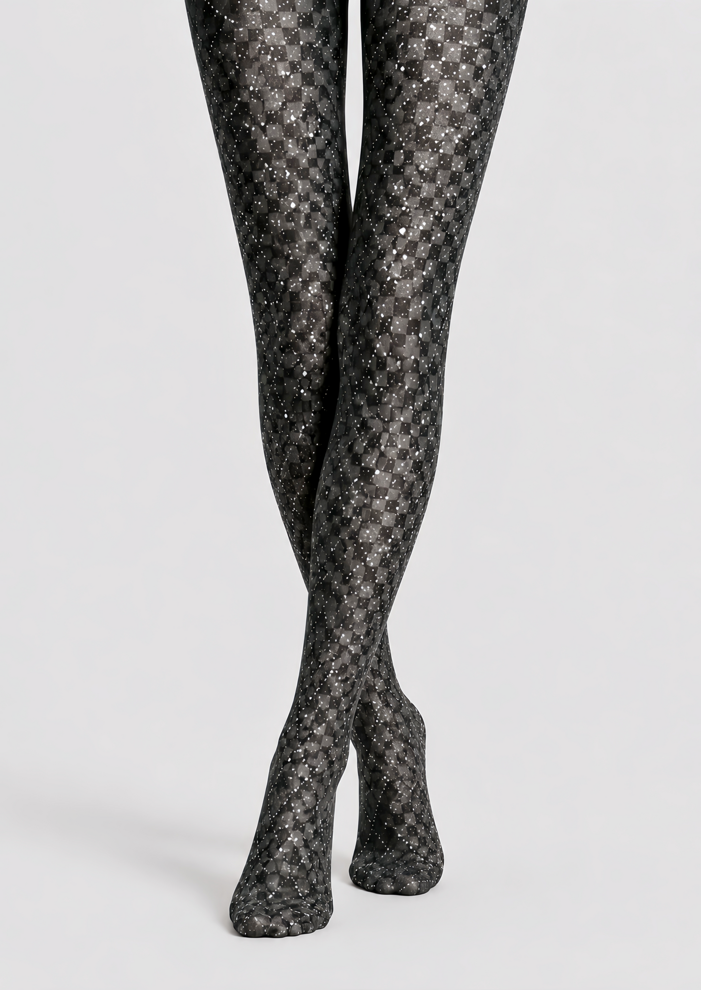 Silver Sparkle Black Tights Night Out Hosiery D68-8