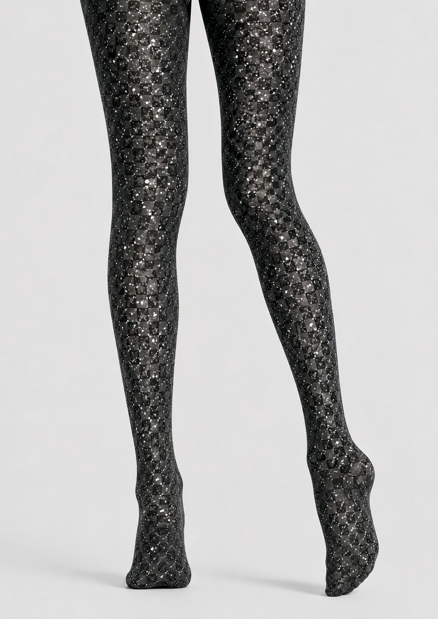 Silver Sparkle Black Tights Night Out Hosiery D68-8
