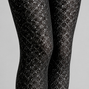Silver Sparkle Black Tights Night Out Hosiery D68-8