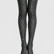 Silver Sparkle Black Tights Night Out Hosiery D68-8