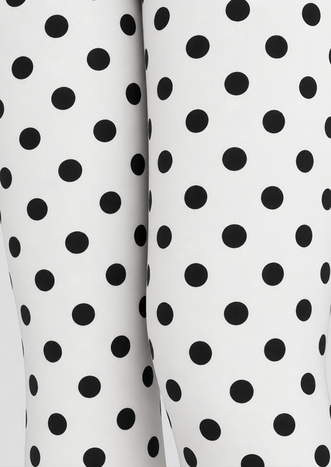 Classic Black Dot White Tights Hosiery Pantyhose D69-10