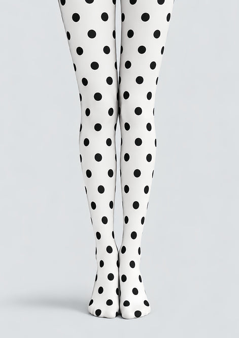 Classic Black Dot White Tights Hosiery Pantyhose D69-10