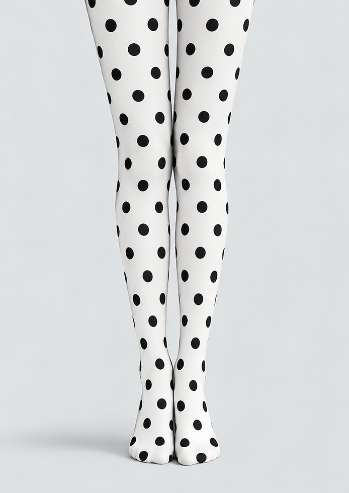 Classic Black Dot White Tights Hosiery Pantyhose D69-10
