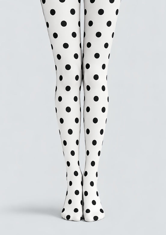 Classic Black Dot White Tights Hosiery Pantyhose D69-10