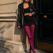 Fashion Pink Leopard Animal Tights Hosiery D69-2