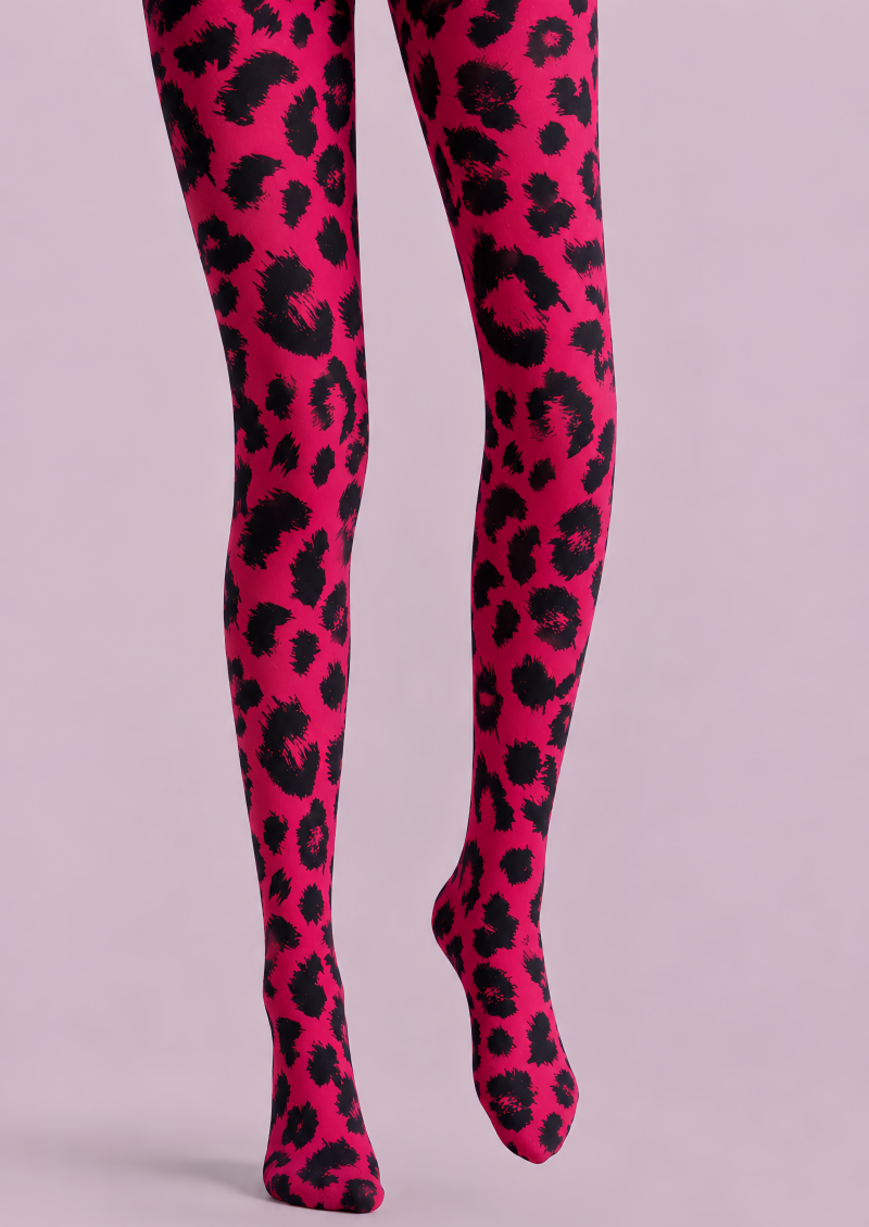 Y2K Pink Leopard Graphic Tights D69-2