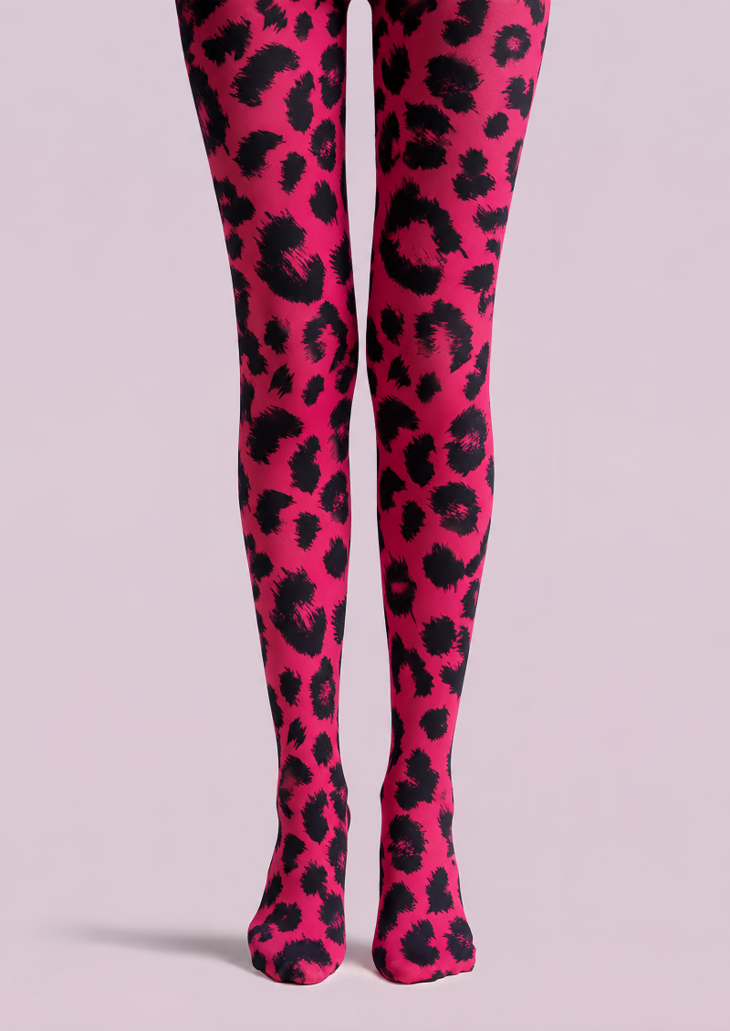 Y2K Pink Leopard Graphic Tights D69-2