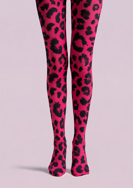 Y2K Pink Leopard Graphic Tights D69-2