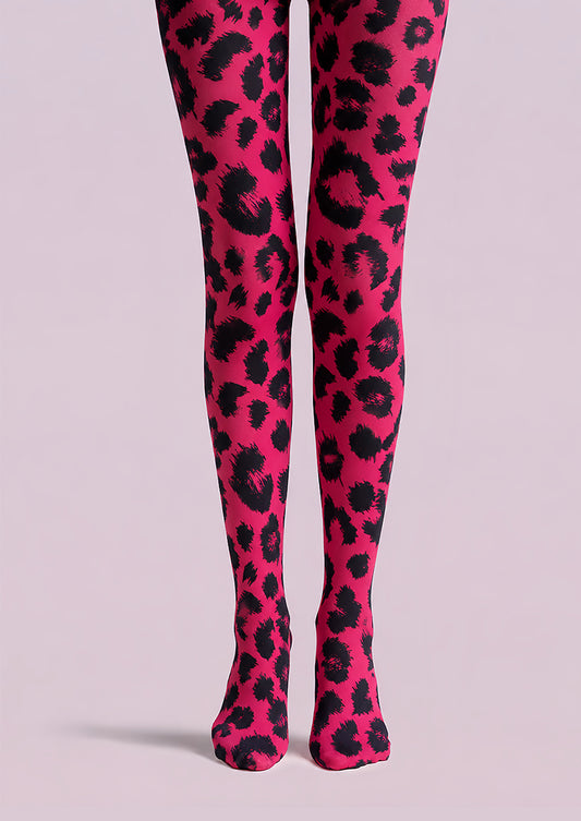 Y2K Pink Leopard Graphic Tights D69-2