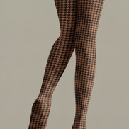 Brown Classic Fall Houndstooth Print Tights D69-3