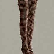 Brown Classic Fall Houndstooth Print Tights D69-3