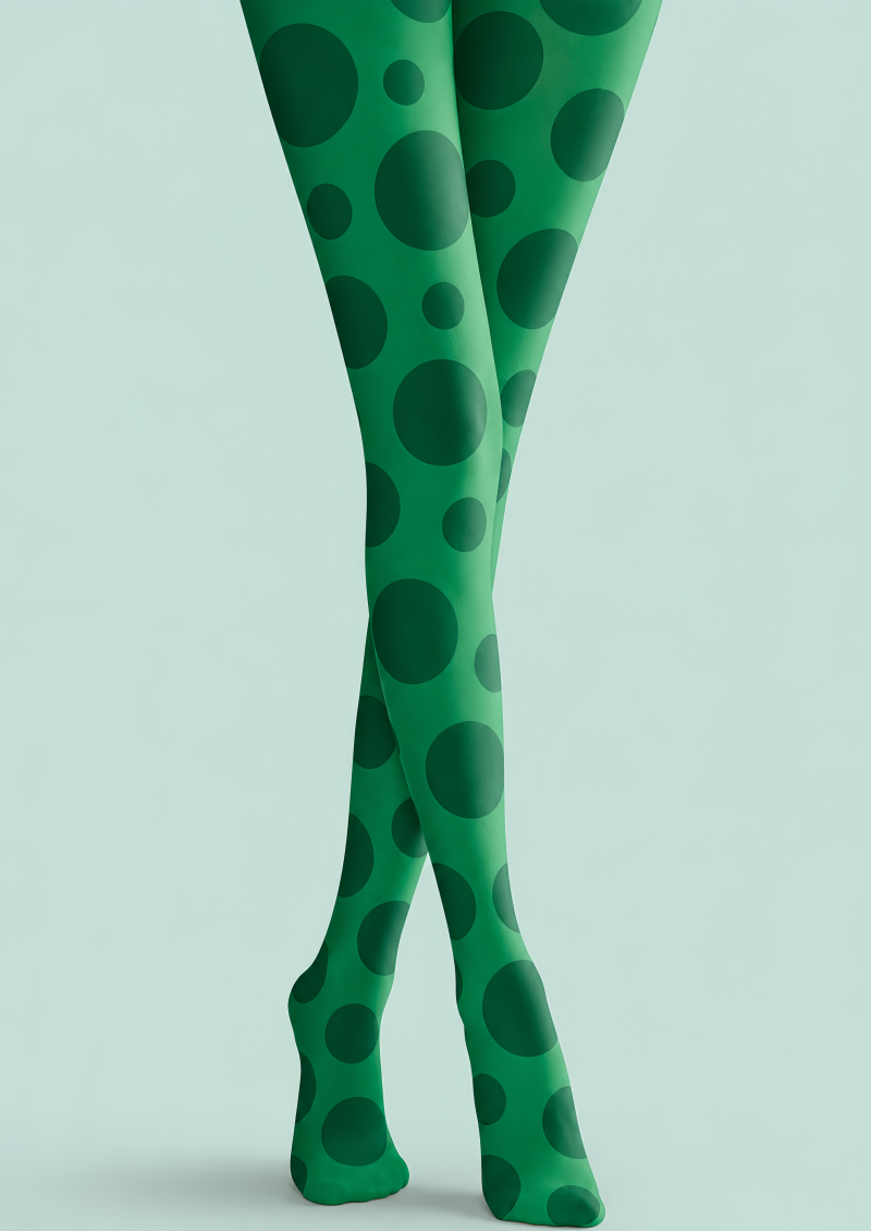 Y2K Green Dot Pattern Tights Hosiery Pantyhose D69-6