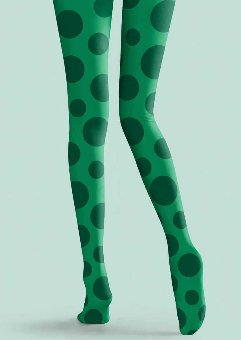 Y2K Green Dot Pattern Tights Hosiery Pantyhose D69-6