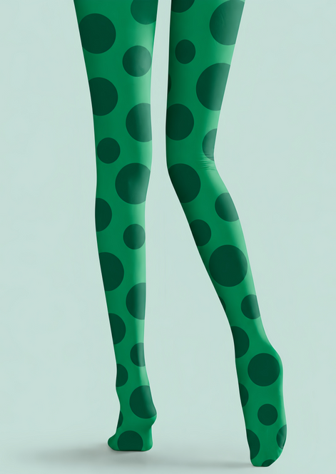 Y2K Green Dot Pattern Tights Hosiery Pantyhose D69-6