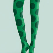 Y2K Green Dot Pattern Tights Hosiery Pantyhose D69-6