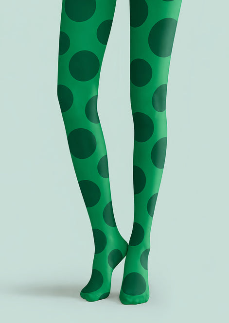 Y2K Green Dot Pattern Tights Hosiery Pantyhose D69-6