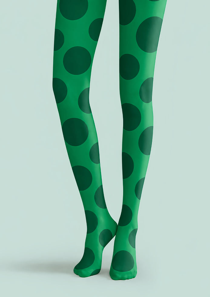 Y2K Green Dot Pattern Tights Hosiery Pantyhose D69-6