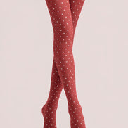 Retro Coral Polka Dot Tights Hosiery Pantyhose D69-7