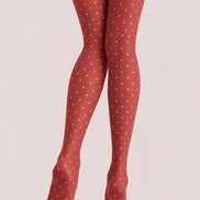 Retro Coral Polka Dot Tights Hosiery Pantyhose D69-7