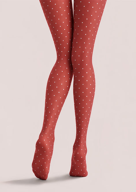 Retro Coral Polka Dot Tights Hosiery Pantyhose D69-7