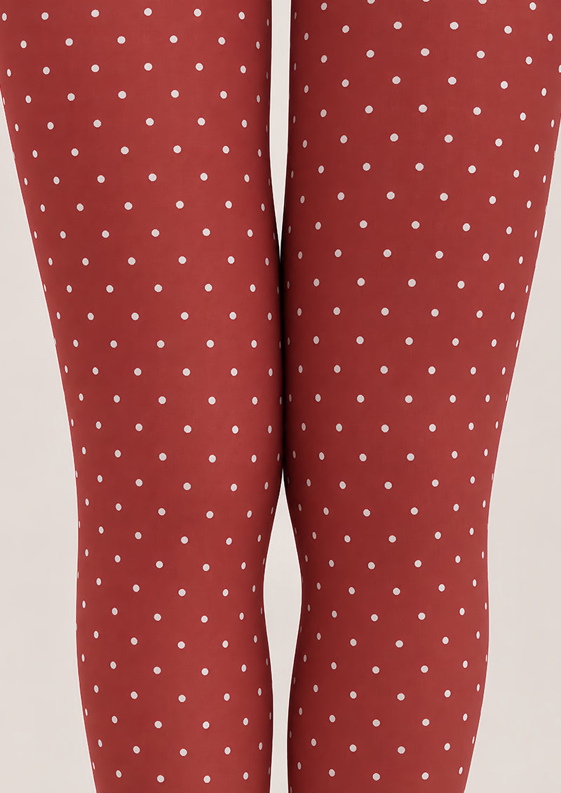 Retro Coral Polka Dot Tights Hosiery Pantyhose D69-7