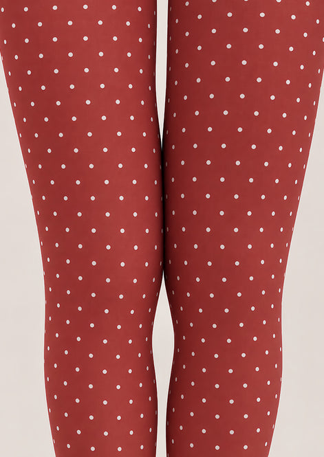 Retro Coral Polka Dot Tights Hosiery Pantyhose D69-7