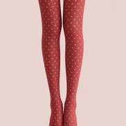 Retro Coral Polka Dot Tights Hosiery Pantyhose D69-7