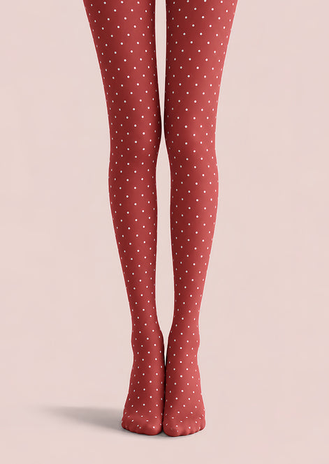 Retro Coral Polka Dot Tights Hosiery Pantyhose D69-7