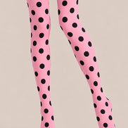 Y2K Pink Polka Dot Pattern Tights Hosiery Pantyhose D69-8