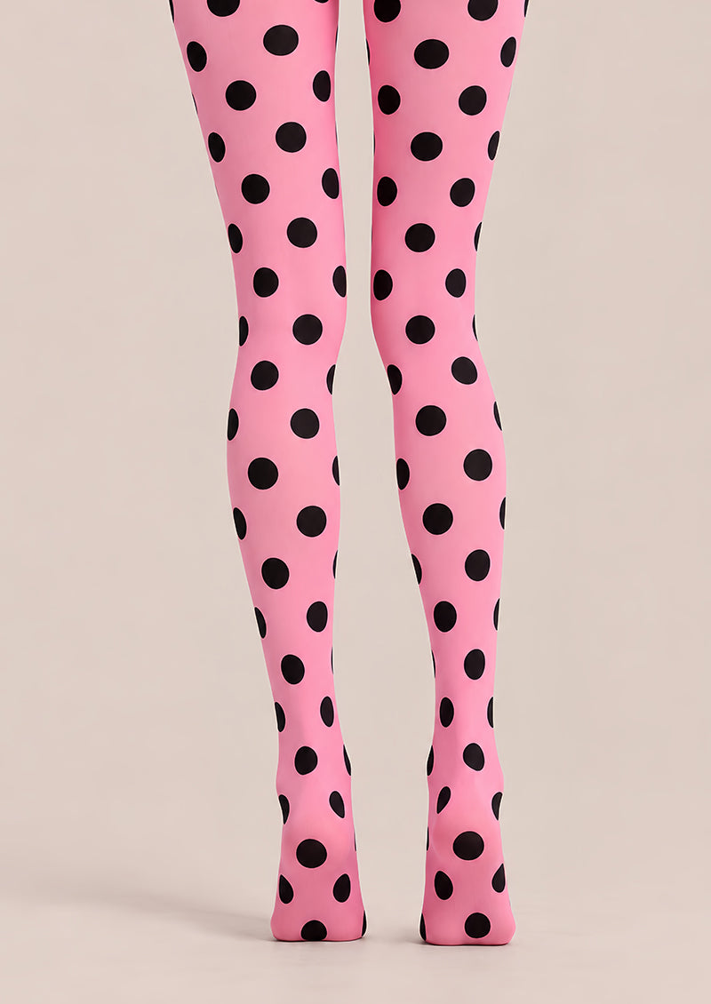 Y2K Pink Polka Dot Pattern Tights Hosiery Pantyhose D69-8