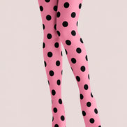 Y2K Pink Polka Dot Pattern Tights Hosiery Pantyhose D69-8